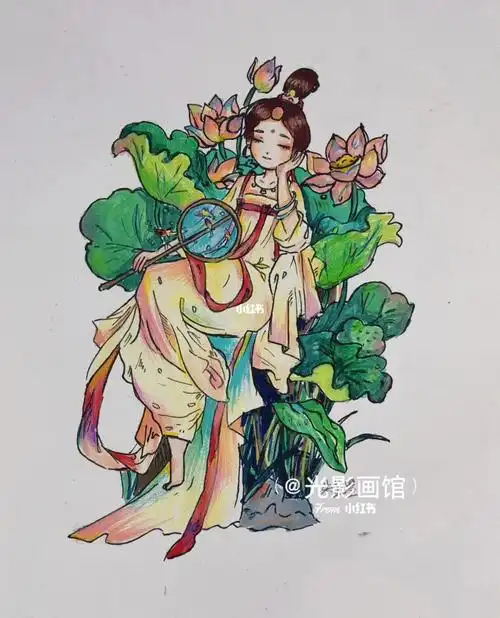 小仙女国风动漫彩铅马克笔作品
