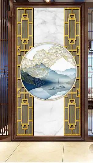 创意屏风远山玄关过道背景墙