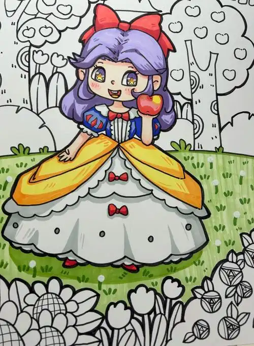 白雪公主造型参考的是这位@汤圆儿圆不圆圆#简笔画#儿童画#白雪公主