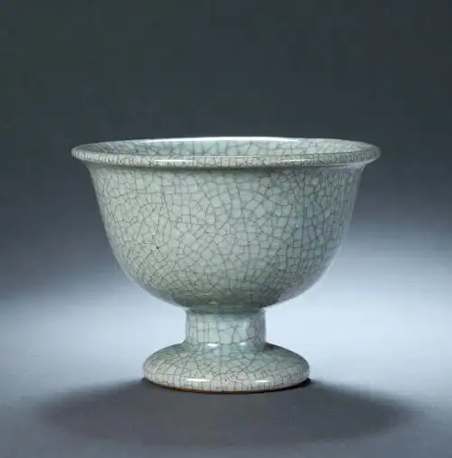 【明晚期 仿哥釉高足碗】拍卖品_图片_价格_鉴赏_明代单色釉瓷器_雅昌