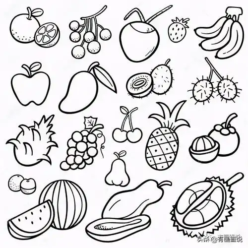儿童画简笔画临摹素材52张:水果系列画法,收藏备用,在家学画画