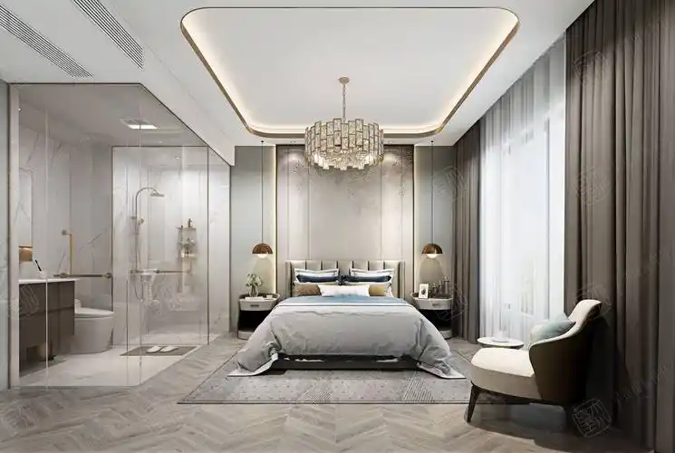 银河丽湾 现代轻奢装修卧室效果图
