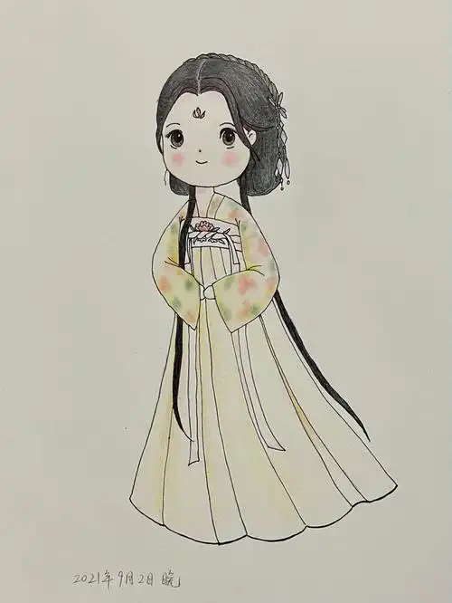 彩铅画古代美女彩铅画之十三