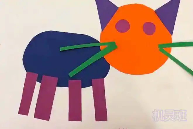 图形拼贴画小动物:彩色猫咪(步骤图解)