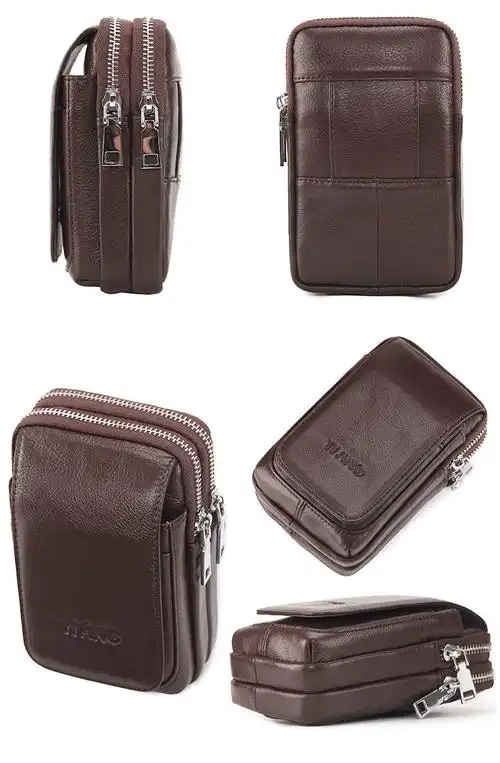 手机套腰包男工地中年男士牛皮手机包腰包穿皮带腰间工地工作贴身小包