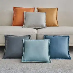 家用现代客厅真皮沙发靠垫高档简约纯色抱枕轻奢美式腰靠枕护腰垫