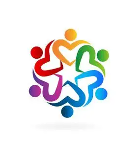 团队精神爱拥抱人标志宠物店 logo 设计的可爱的动物角色.