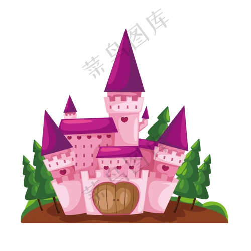 粉色卡通城堡图案室内/装饰