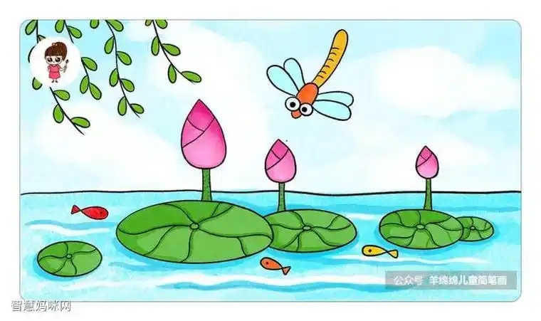 立上头荷花鱼儿蜻蜓简笔画雨中的蜻蜓简笔画儿童画雨中的蜻蜓简笔画蜻