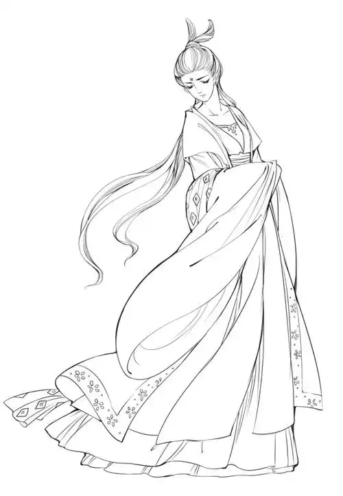 人物动态之站立《古风图谱集:古风手绘线稿素材800例 》共分为三大篇