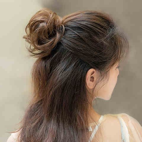 蓬松假发真发抓夹丸子头减发包盘头造型盘发发包