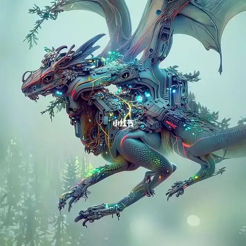 机械巨龙雾丨ai插画