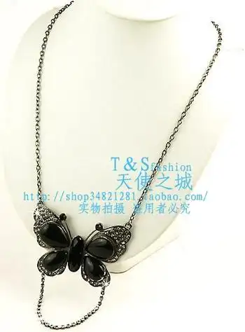 单层蝴蝶人造水晶水钻流苏长款饰品项链女毛衣链首饰配饰清仓特价