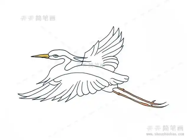 两只白鹭鸟飞时简笔画