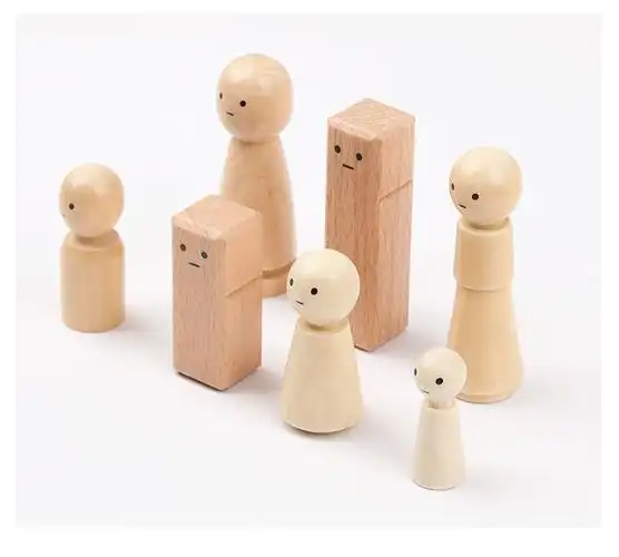 跨境新品彩色原木色系列木偶人儿童益智木头娃娃玩具家居装饰摆件