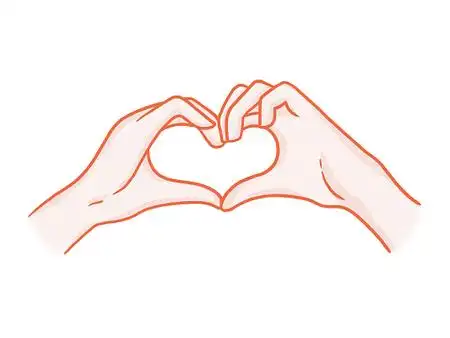 卡通两只手元素比心爱心png素材