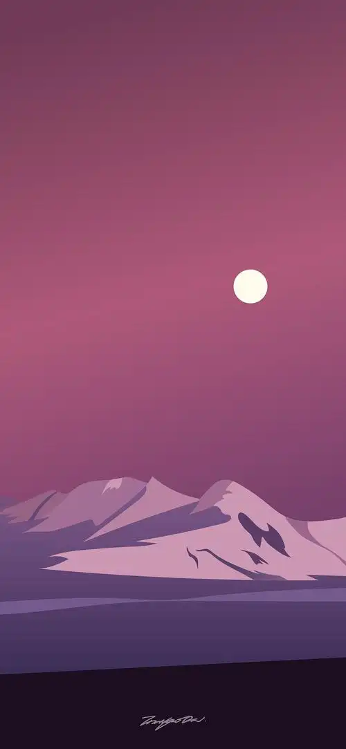 扁平风景插画-手机壁纸