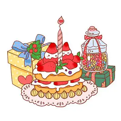 卡通手绘唯美生日蛋糕礼物礼盒庆祝生日快乐原创插画素材生日礼物