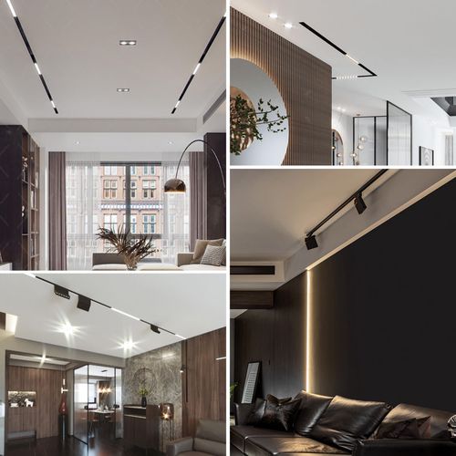 磁吸轨道灯嵌入式暗装无边框led线条灯客餐厅明装式无主灯照明1米明装