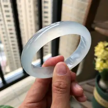 翡翠手镯高冰种缅甸老坑a货圆条通透玉玉镯子女款礼 53号【图片 价格