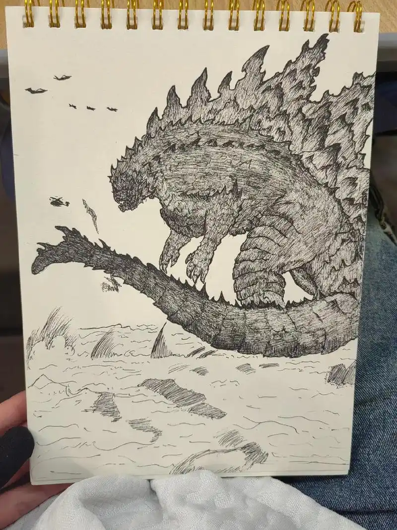 哥斯拉#日常瞎画 #哥斯拉简笔画 #手绘 #手绘爱好者 - 抖音