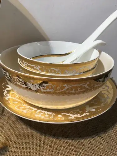 骨质瓷浮雕金餐具