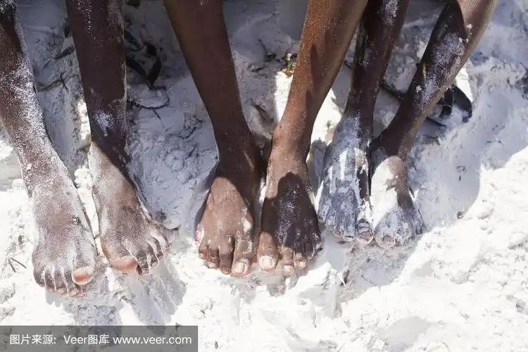 白沙中的非洲黑脚