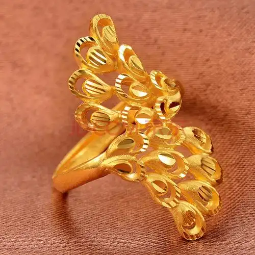 赛菲尔足金戒指 纯金开活口凤尾戒指女款 订结婚礼物 雀之恋