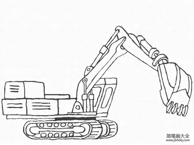 挖挖车简笔画_工程车简笔画-简笔画大全
