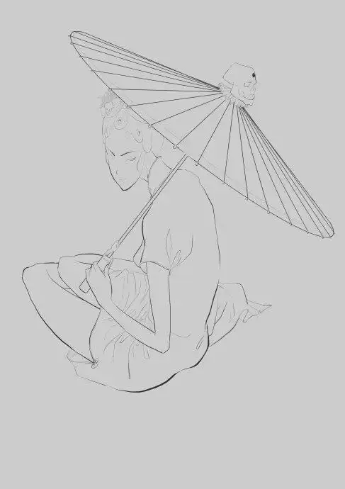 如何画古代的油纸伞简笔画