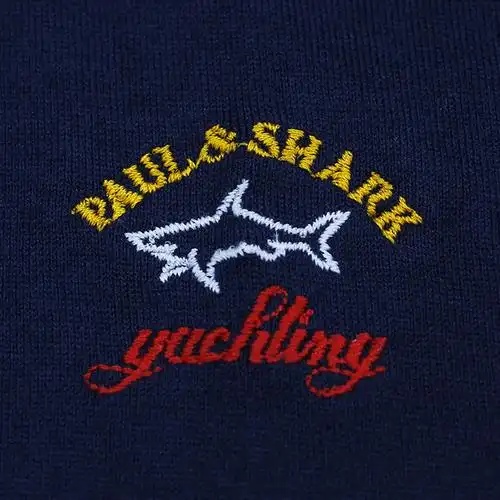paul&shark/鲨鱼经典刺绣鲨鱼图标 深蓝色常规版 纯棉 男士长袖t恤