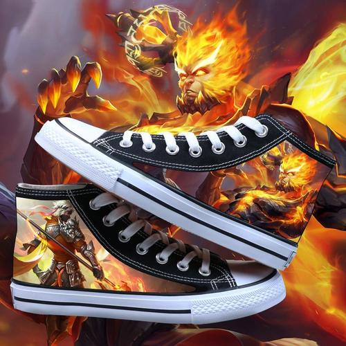 旋昱王者荣耀鞋子凯李白孙悟空周边男孩高帮帆布鞋春手绘学生系带板鞋