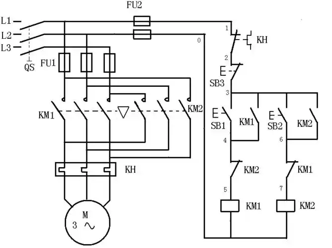 按钮接触器双重连锁正反转控制原理及接线图