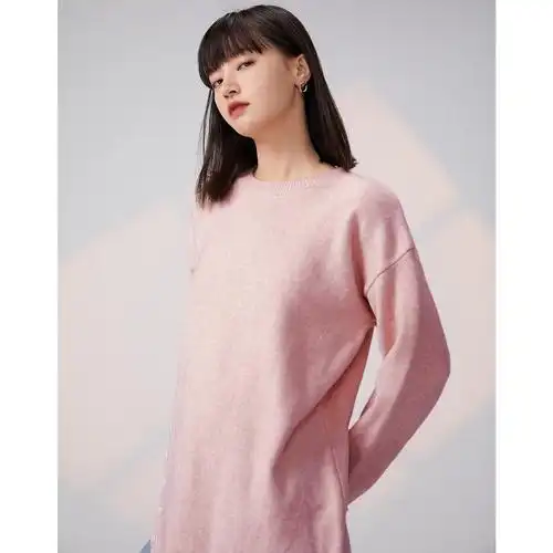 拉夏贝尔宽松下摆侧开毛衣2020年秋冬季新款开衩打底毛衣