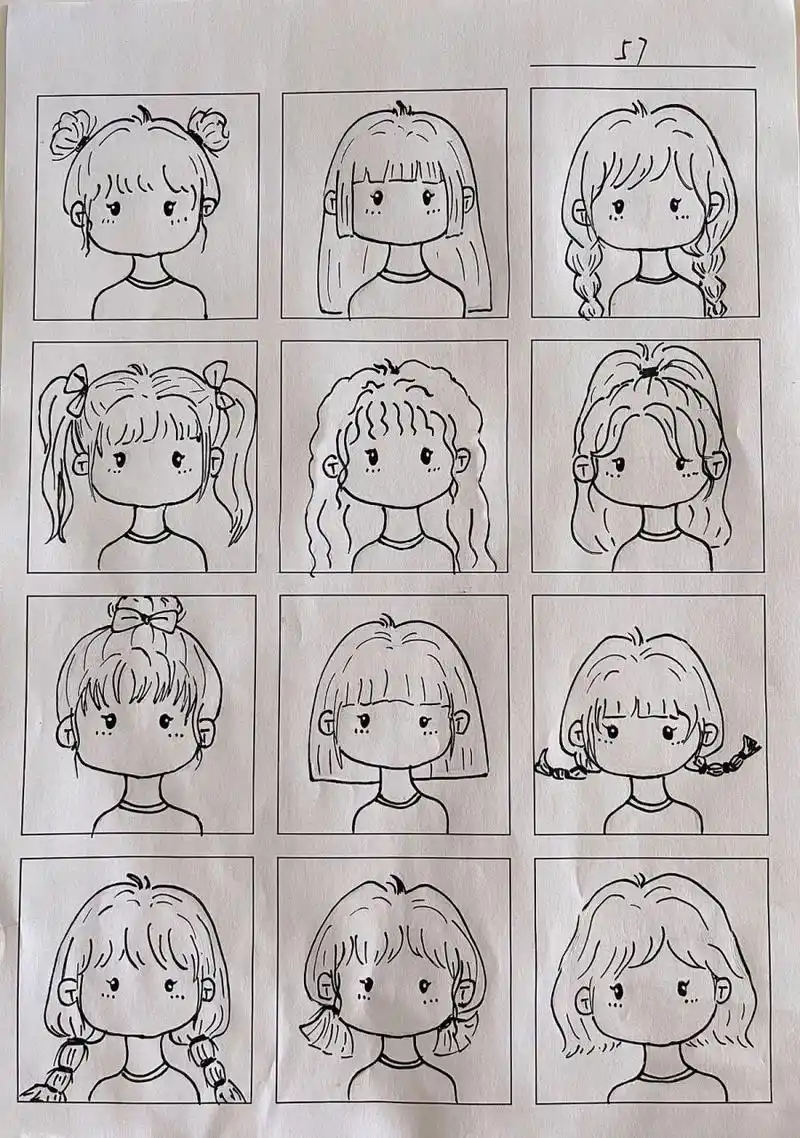 小女孩儿发型 简笔画打卡 57
