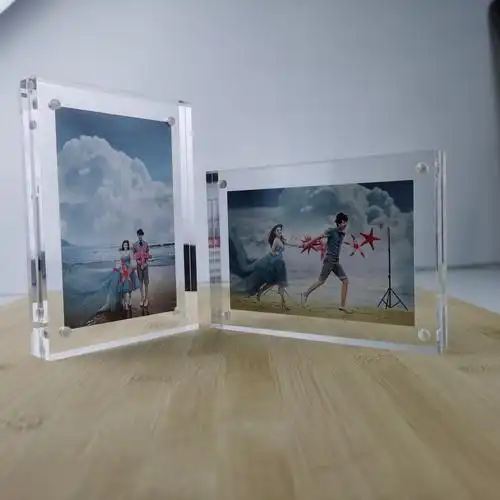 批发亚克力强磁相框双面透明摆台磁吸式摆放价格牌水晶台卡展示牌