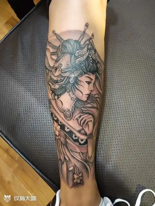 流泪艺伎_纹身图案手稿图片_刘静的纹身作品集