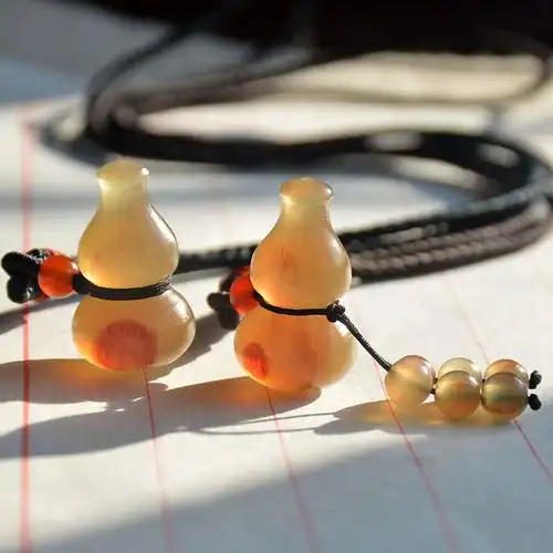 原创保健饰品天然羊角葫芦吊坠福禄招财毛衣链挂件项链情侣男女