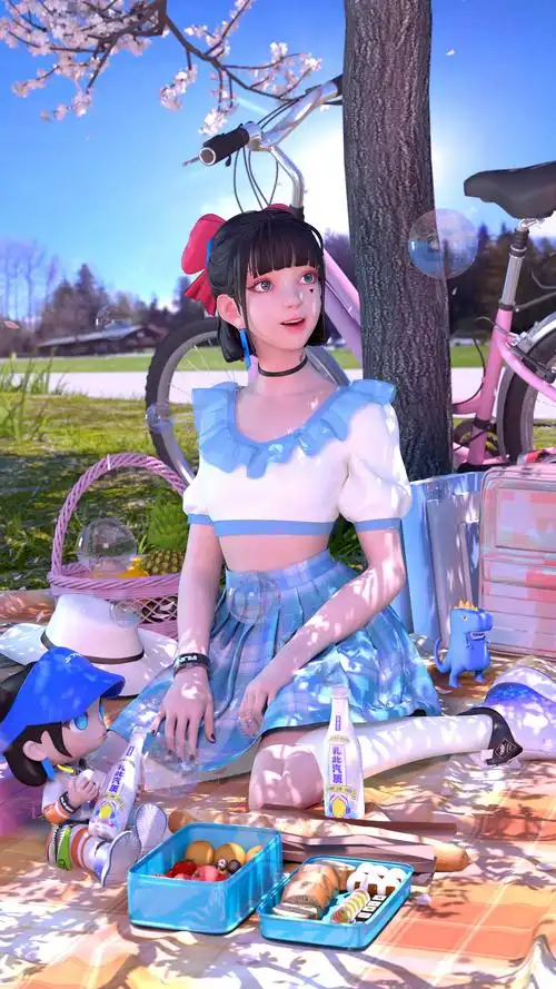 集原美自行车户外用餐4k手机壁纸竖屏动漫2160x3840