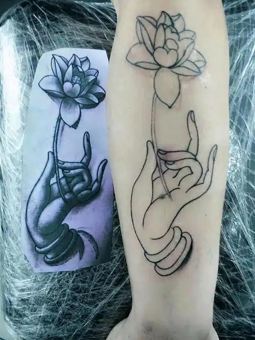 佛手莲花_纹身图案手稿图片_墨道刺客的纹身作品集