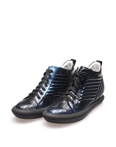 fashion tv collection新款宝蓝色褶皱立体绣线牛皮休闲鞋ftve11kaw