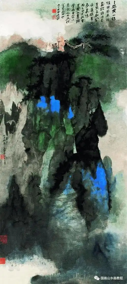 60幅国画大师张大千的泼墨泼彩山水画作品赏析
