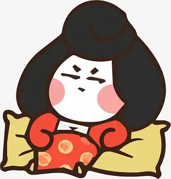 手绘卡通q版唐代仕女躺着免抠