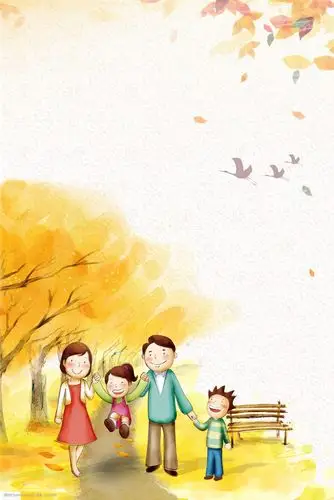 清新简约全家出游背景