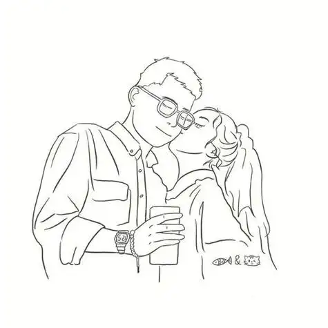 情侣头像简笔画手绘一对 手绘头像图片大全 -【爱个性】