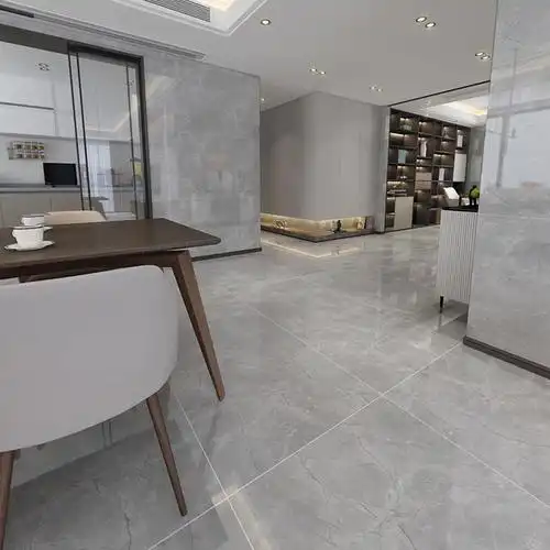 谢老师通体大板连纹肚白鱼肚地砖大理石灰色客厅釉面砖