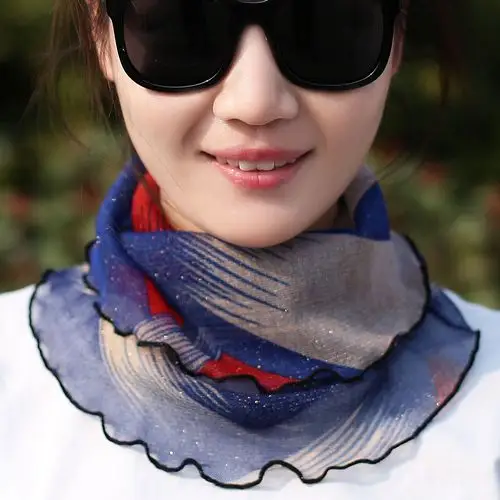 防晒围脖女薄夏季新款骑车百搭冰丝小丝巾拼接套头假领子护颈围巾