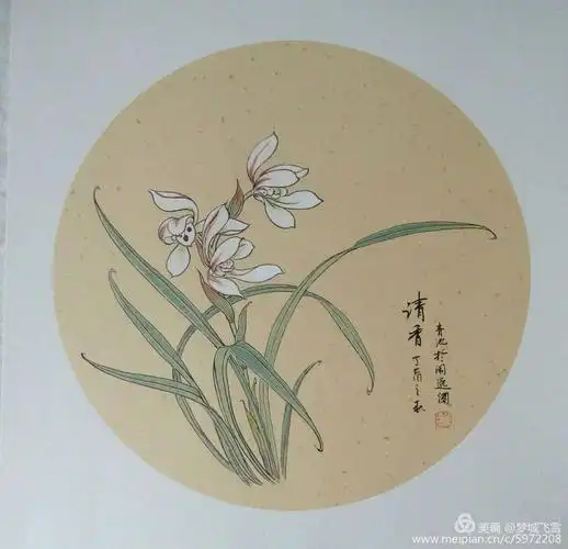 兰之手绘团扇之底稿