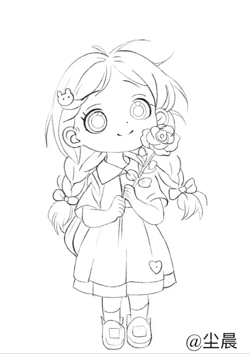 有上色过程.#手绘头像 #procreate#插画女孩