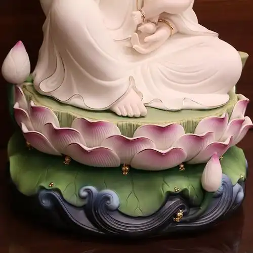 德化瓷白瓷陶瓷抱子观音佛像客厅摆件摆件家用童子菩萨婚礼工艺礼品16